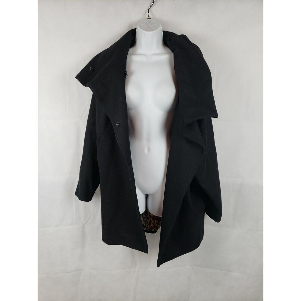 Betsey Johnson Black Wool Blend Peacoat Collared Button Down Lined Size 2